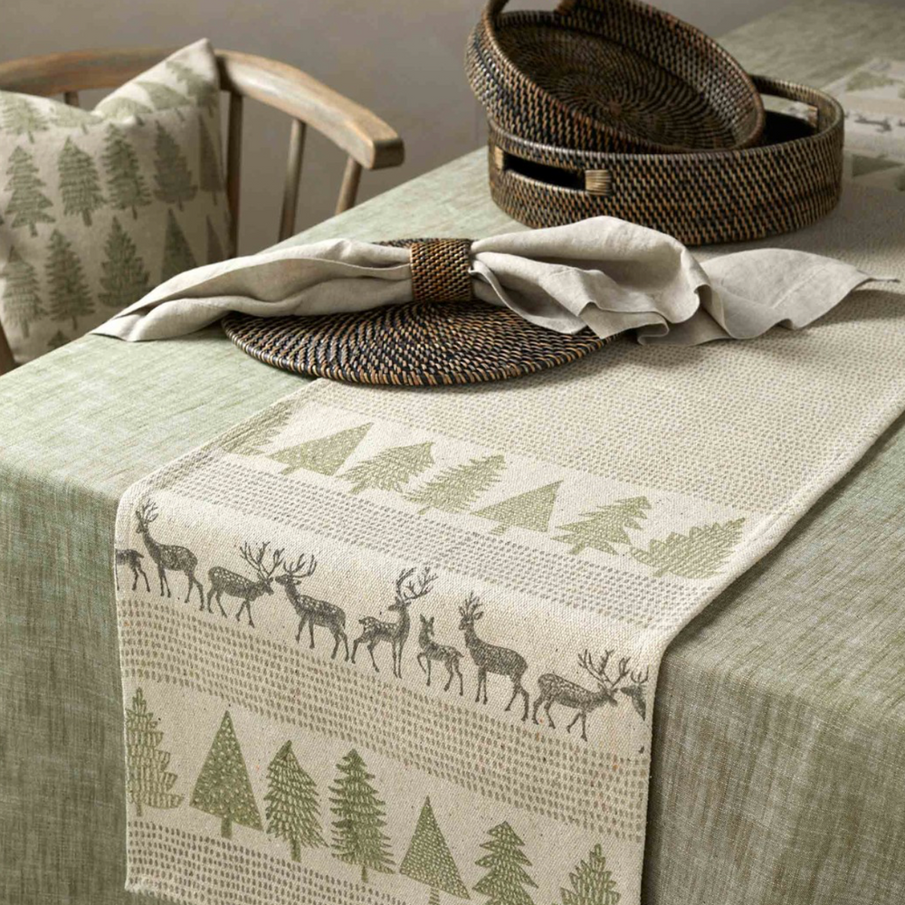 Walton & Co Chambray Cotton Tablecloth, Olive