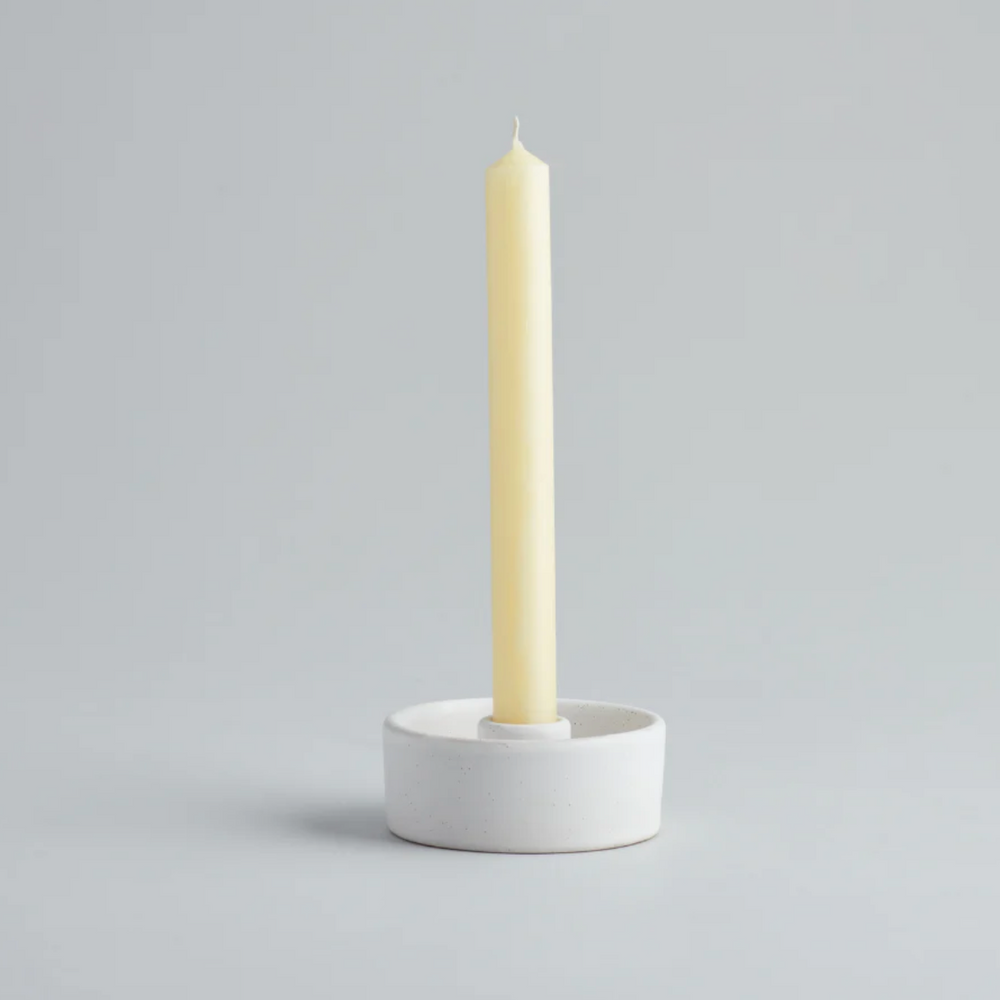 St Eval White Speckled candle holder