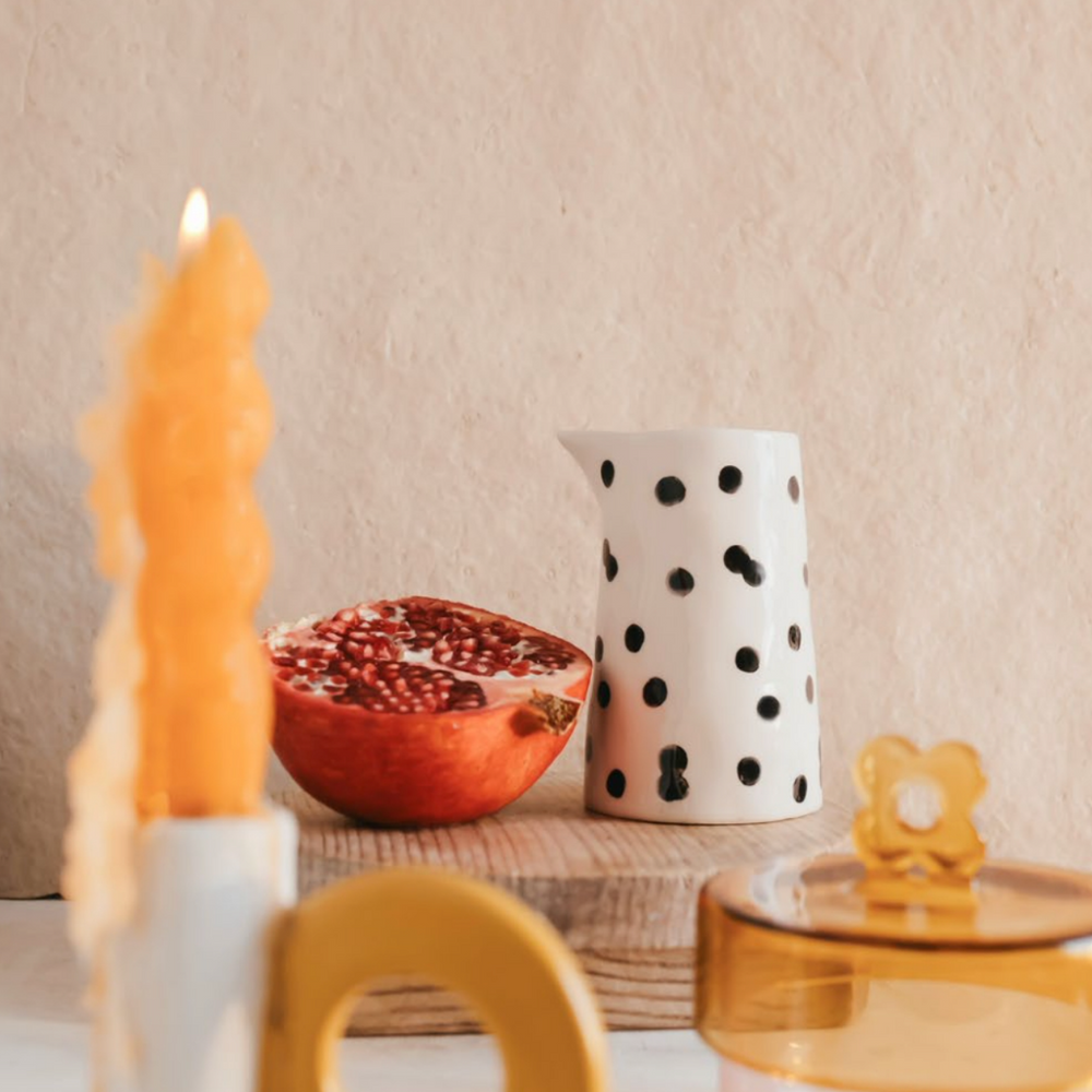Caroline Gardner Cream & Mustard Candle Holder