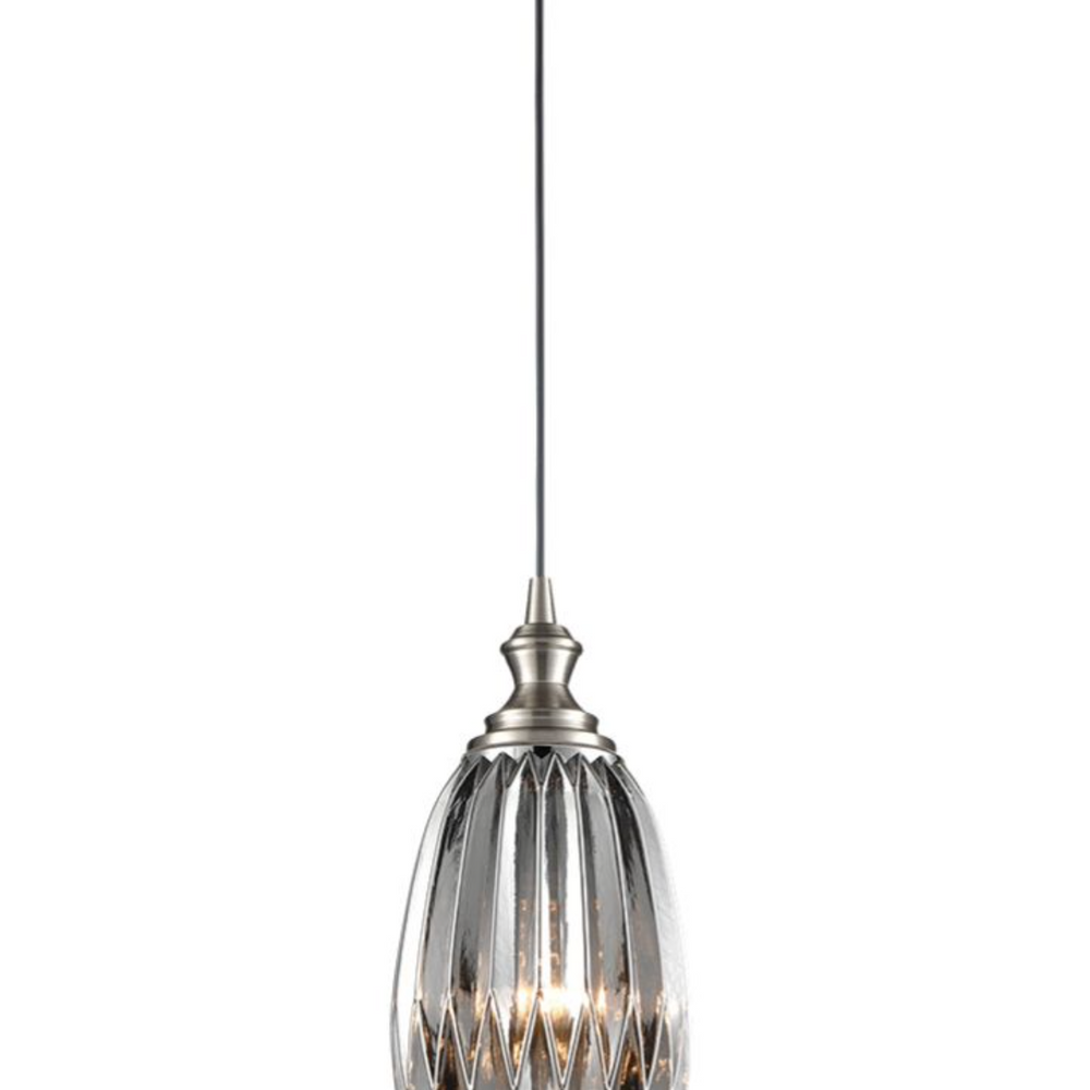 Refract Oval Glass Pendant, Smoke