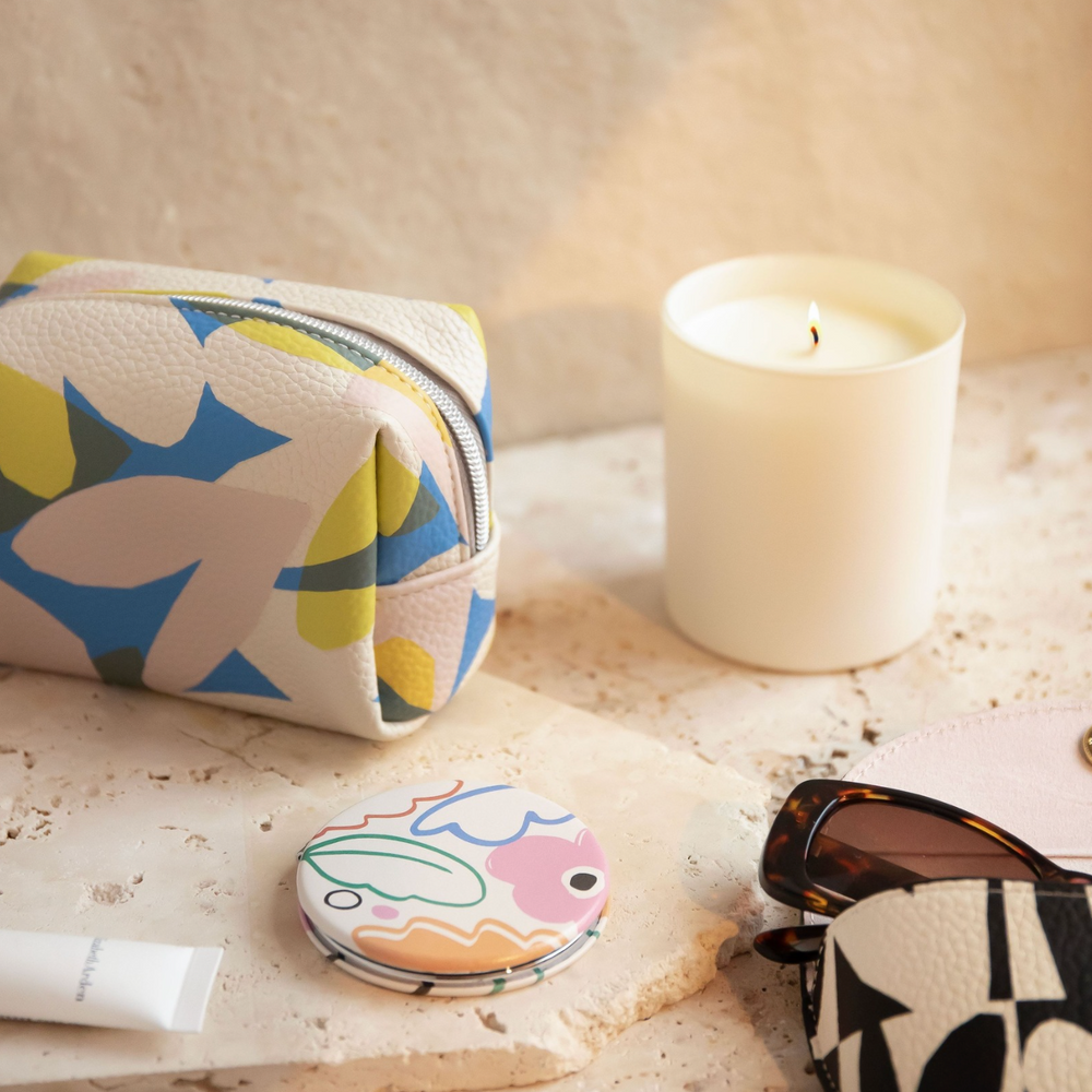 Caroline Gardner Mini Cube Cosmetic Bag, Confetti Hearts