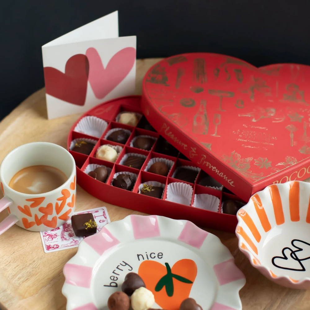 Caroline Gardner Ceramic Mug, Orange Hearts