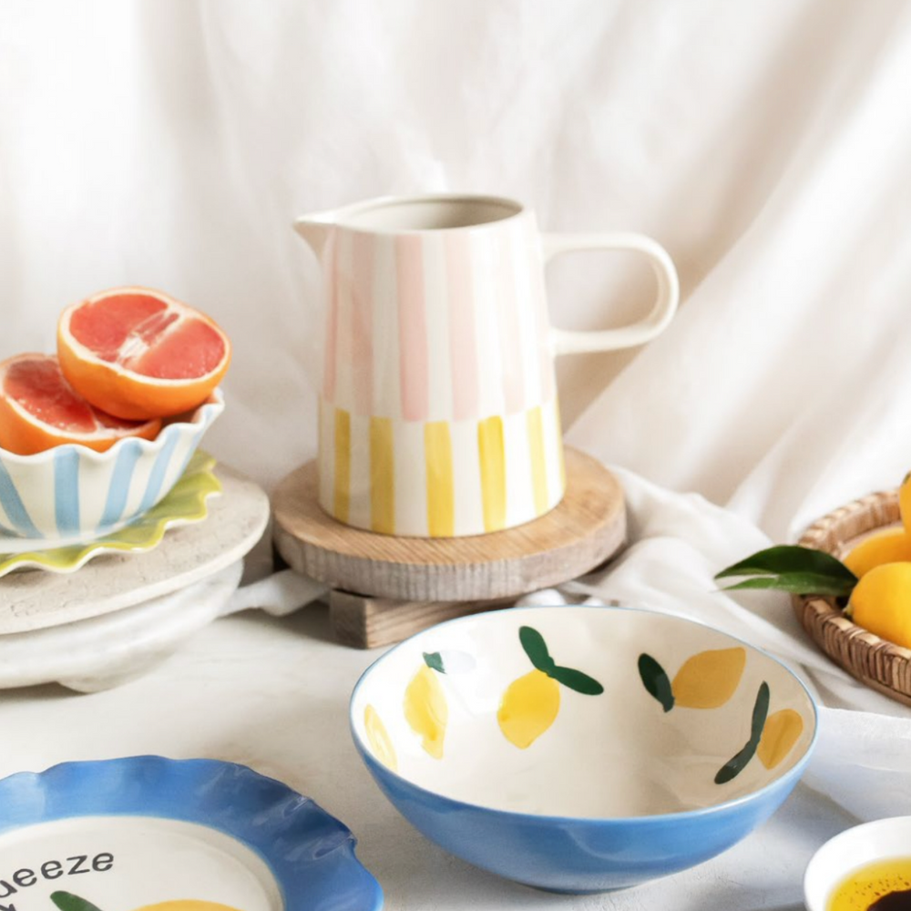 Caroline Gardner Blue Side Plate, Lemons