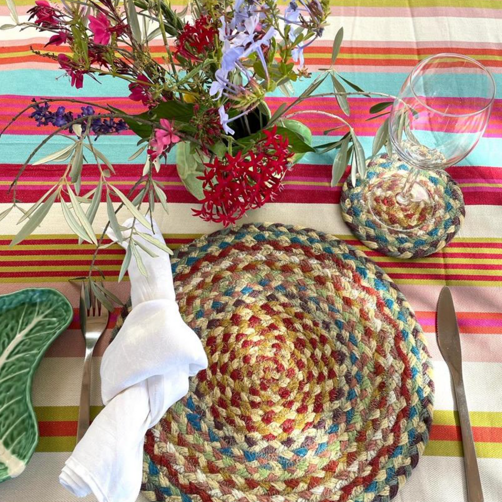 The Braided Rug Company Jute Coasters, Carnival (Set Of 6)