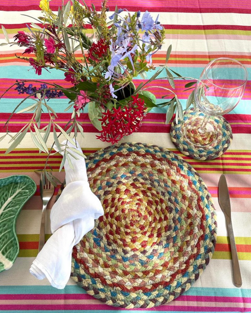 The Braided Rug Company Jute Coasters, Carnival (Set Of 6)