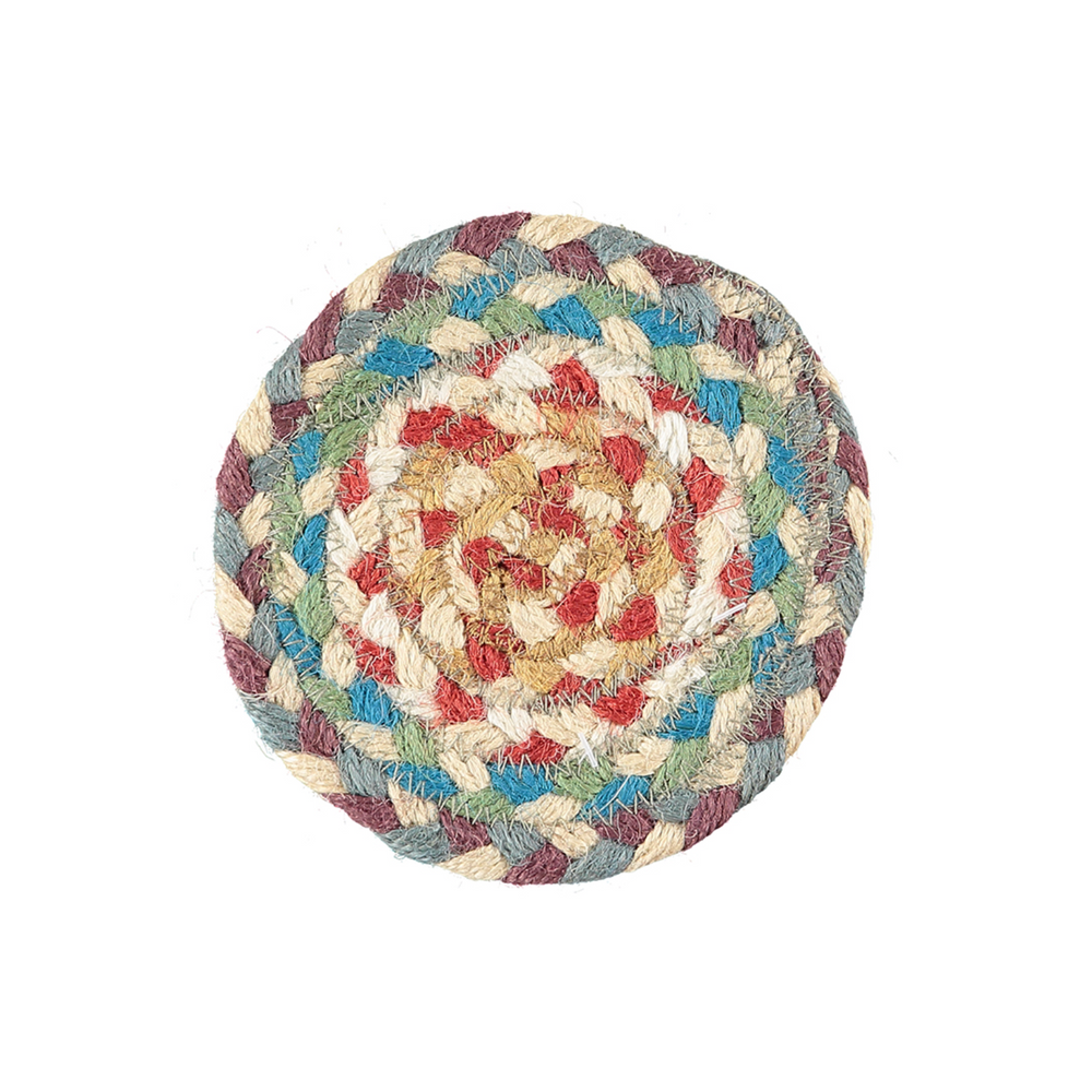 The Braided Rug Company Jute Coasters, Carnival (Set Of 6)