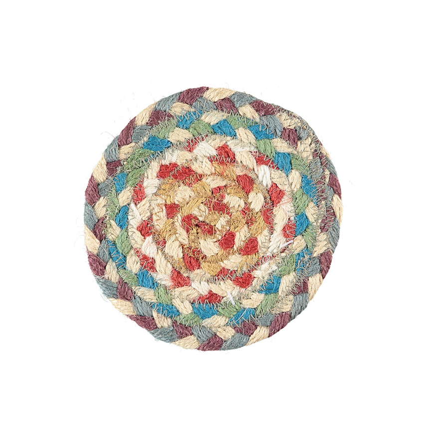 The Braided Rug Company Jute Coasters, Carnival (Set Of 6)
