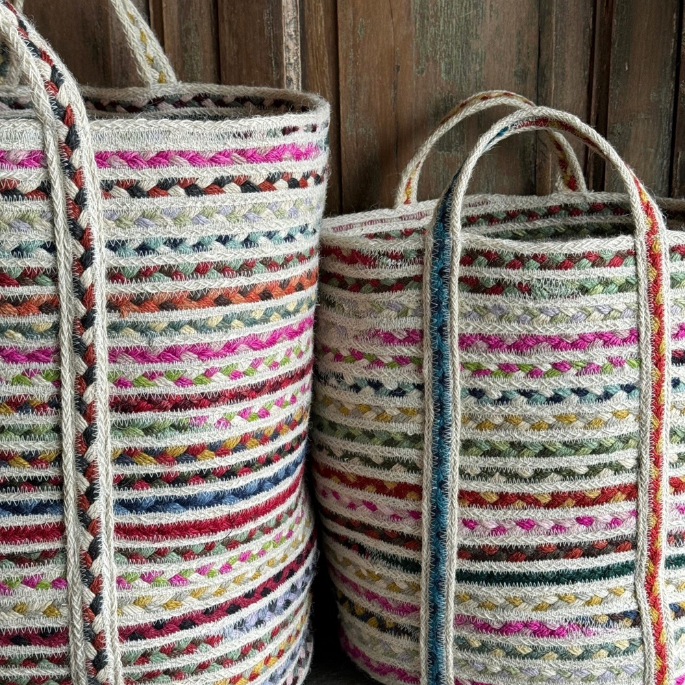 The Braided Rug Company Slouchy Jute Basket, Multi