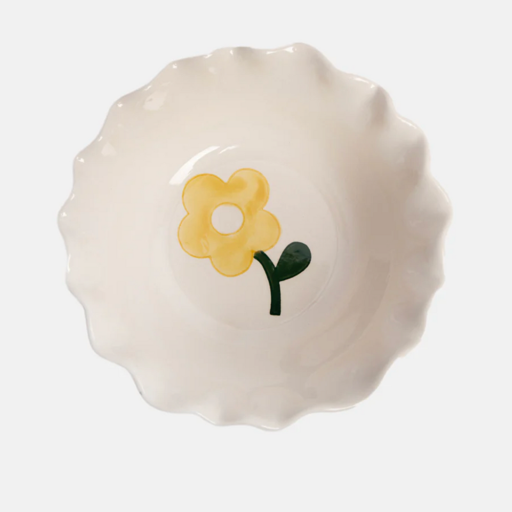 Caroline Gardner Scalloped Cereal Bowl, Pink Stripes