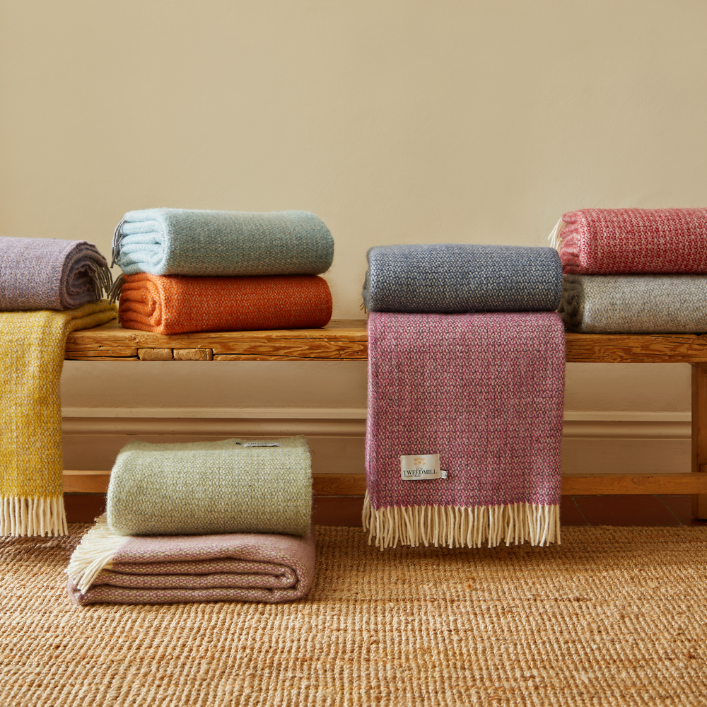 Tweedmill Illusion Pure New Wool Throw, Pink & Grey