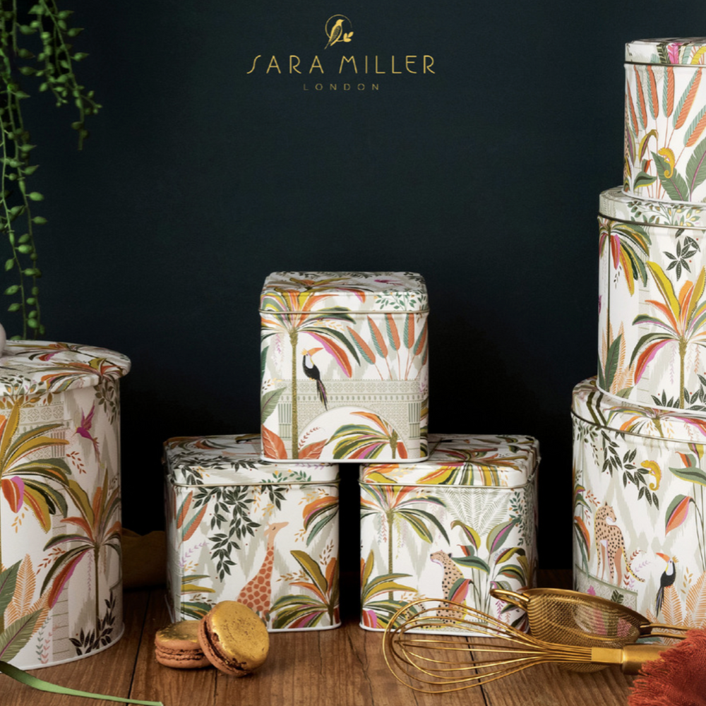 Sara Miller Square Storage Caddies Palm Garden, Set of 3