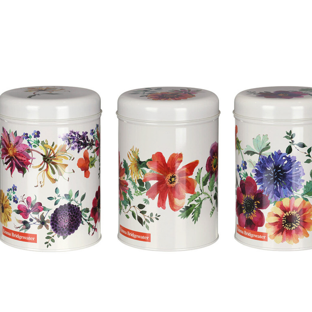 Emma Bridgewater Round Storage Canisters, Garden Flowers (Set Of 3)