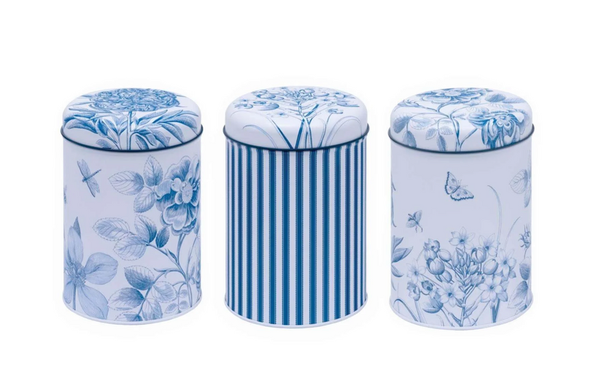 Sanderson Round Storage Canisters Etchings & Roses (Set of 3)