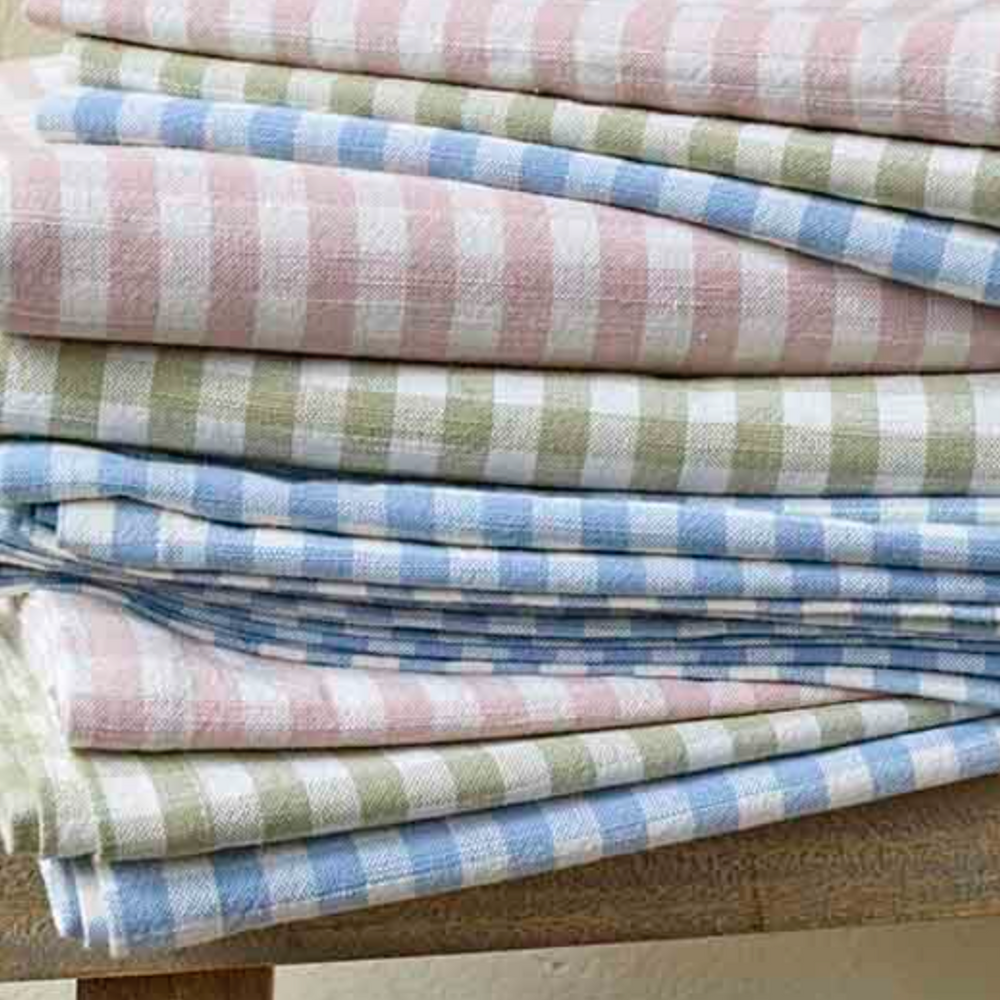 Walton & Co Gingham Cotton Tablecloth, Blue