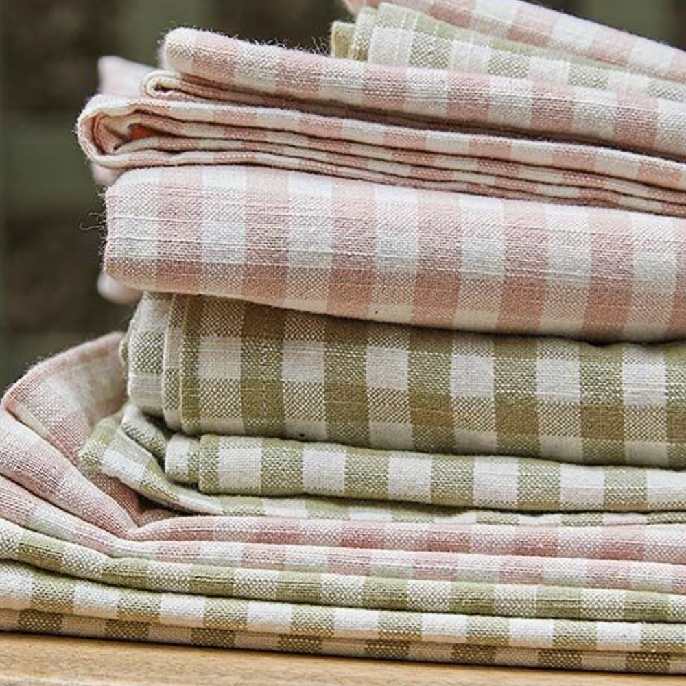 Walton & Co Gingham Cotton Tablecloth, Plaster Plink