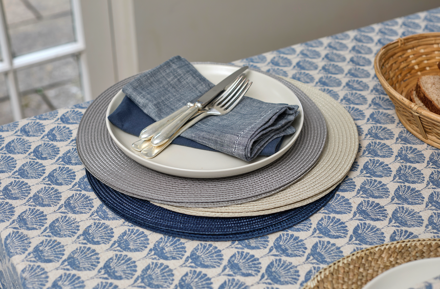 Walton & Co Carnation Tablecloth, Slate Blue