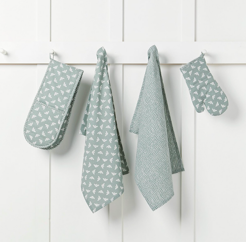 Walton & Co Bee Cotton Napkins, Moss (Set Of 4)