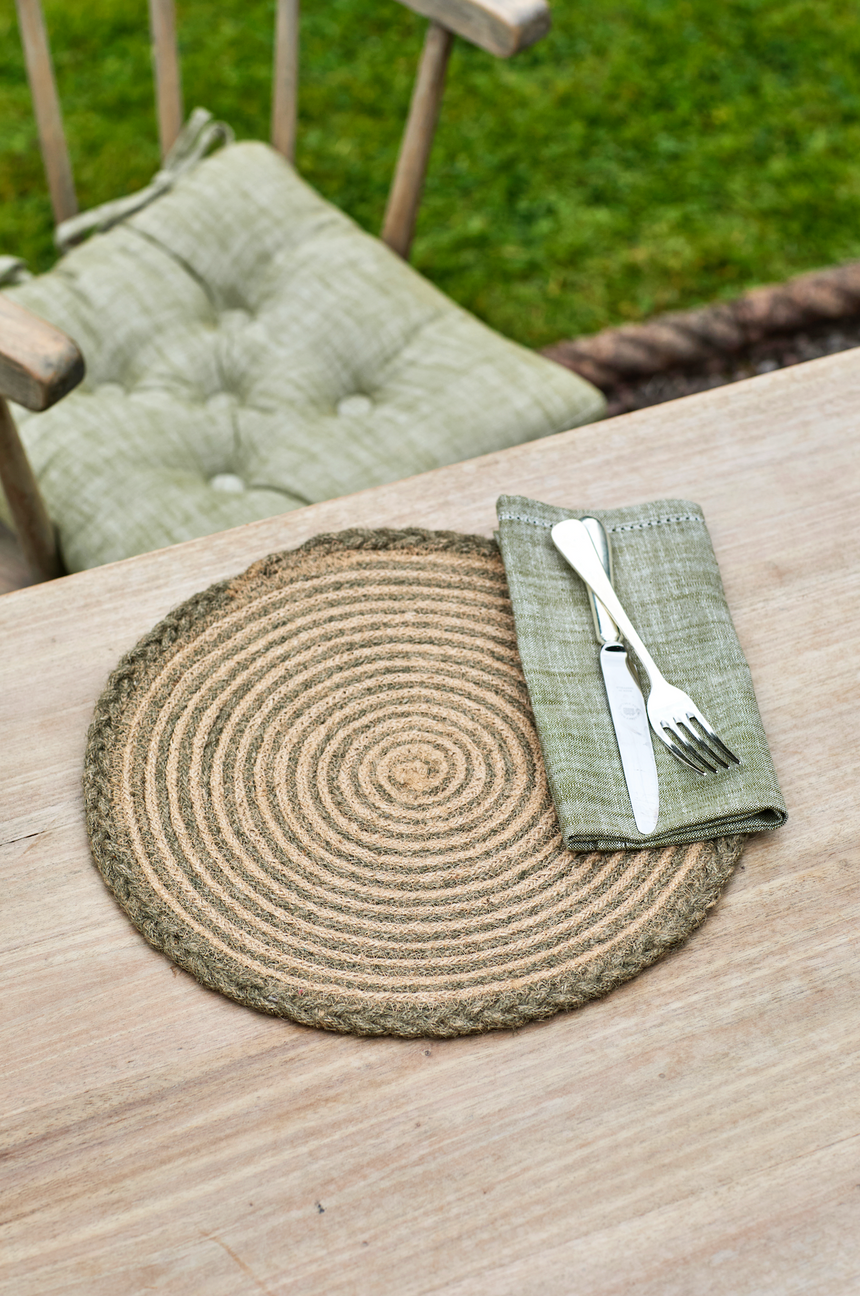 Walton & Co Chambray Cotton Napkins, Olive (Set Of 4)