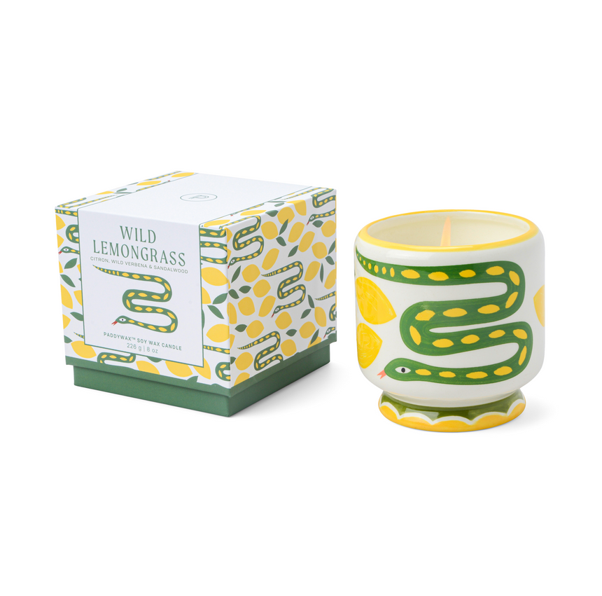 Paddywax A Dopo Snake Ceramic Scented Candle, Wild Lemongrass