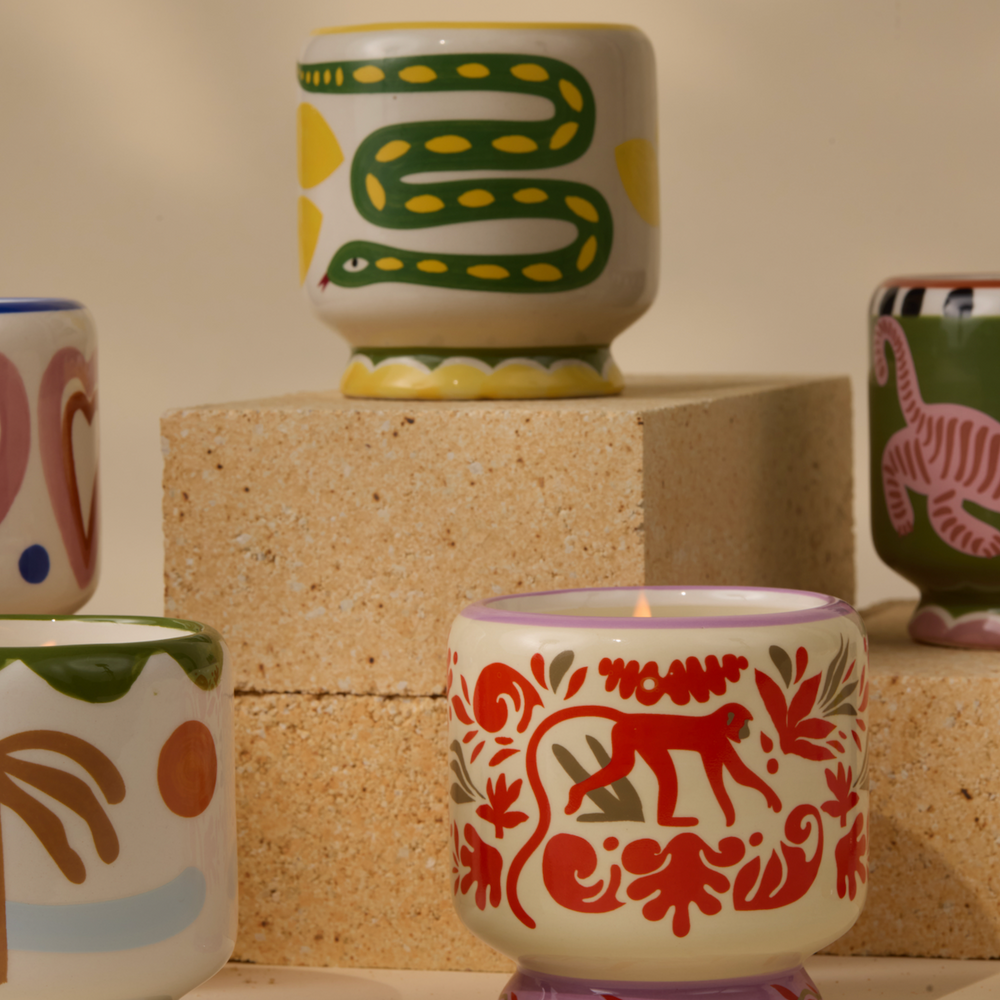 Paddywax A Dopo Jungle Ceramic Scented Candle, Coconut & Amber