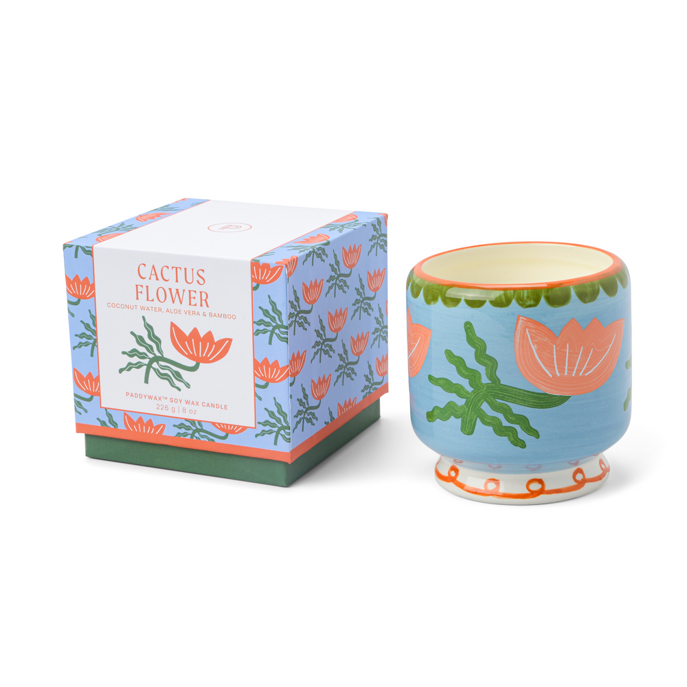 Paddywax A Dopo Cactus Flower Ceramic Scented Candle, Coconut & Aloe Vera