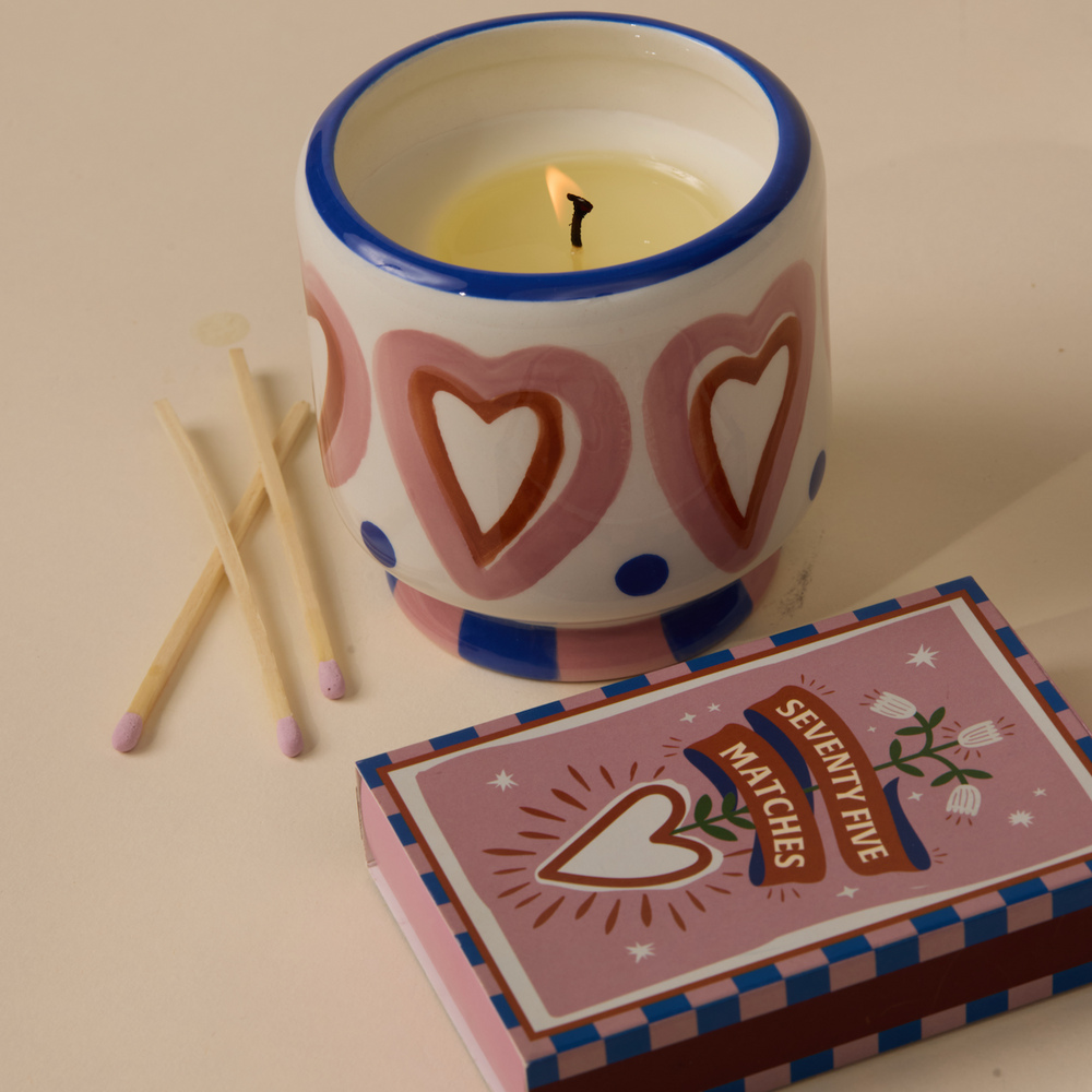 Paddywax A Dopo Hearts Ceramic Scented Candle, Rosewood & Vanilla