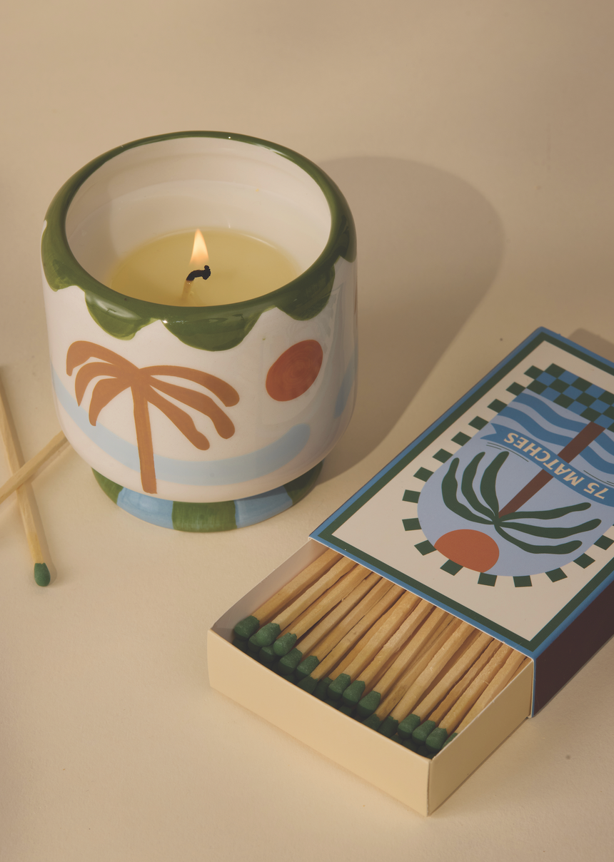 Paddywax A Dopo Palm Tree Ceramic Scented Candle, Sea Salt & Dewy Melon