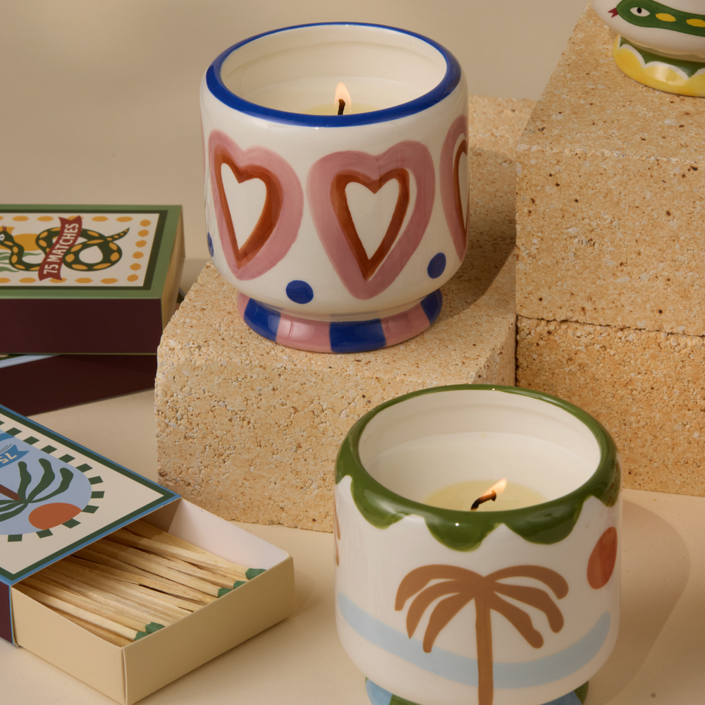 Paddywax A Dopo Palm Tree Ceramic Scented Candle, Sea Salt & Dewy Melon