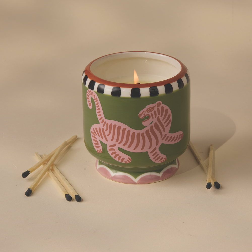 Paddywax A Dopo Tiger Ceramic Scented Candle , Black Cedar & Fig