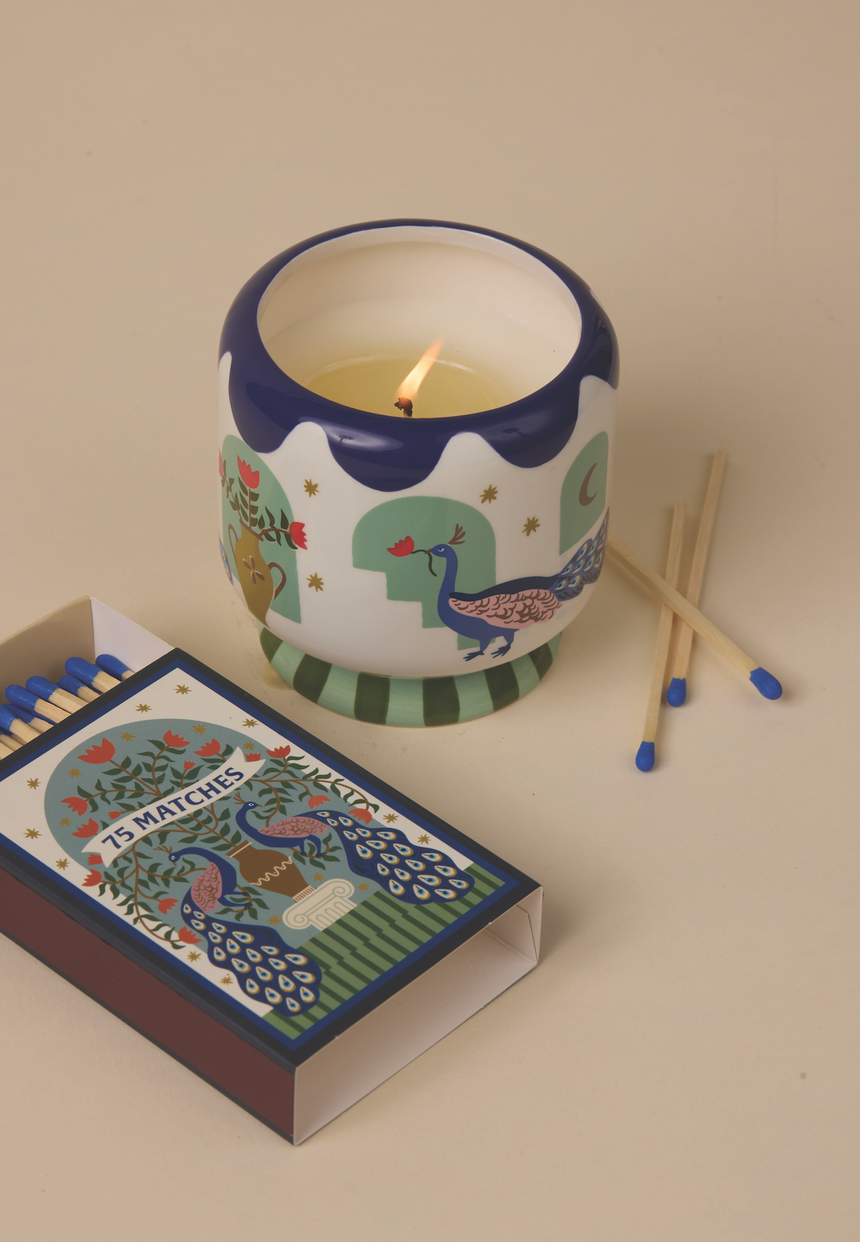 Paddywax A Dopo Peacock Ceramic Scented Candle, Misted Lime