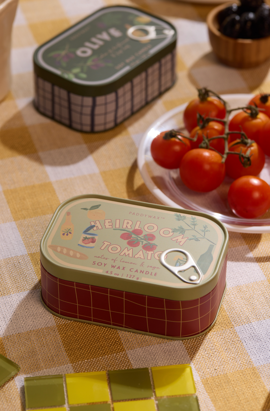 Paddywax Bistro Heirloom Tomatoes Tin Scented Candle, Lemon & Sage