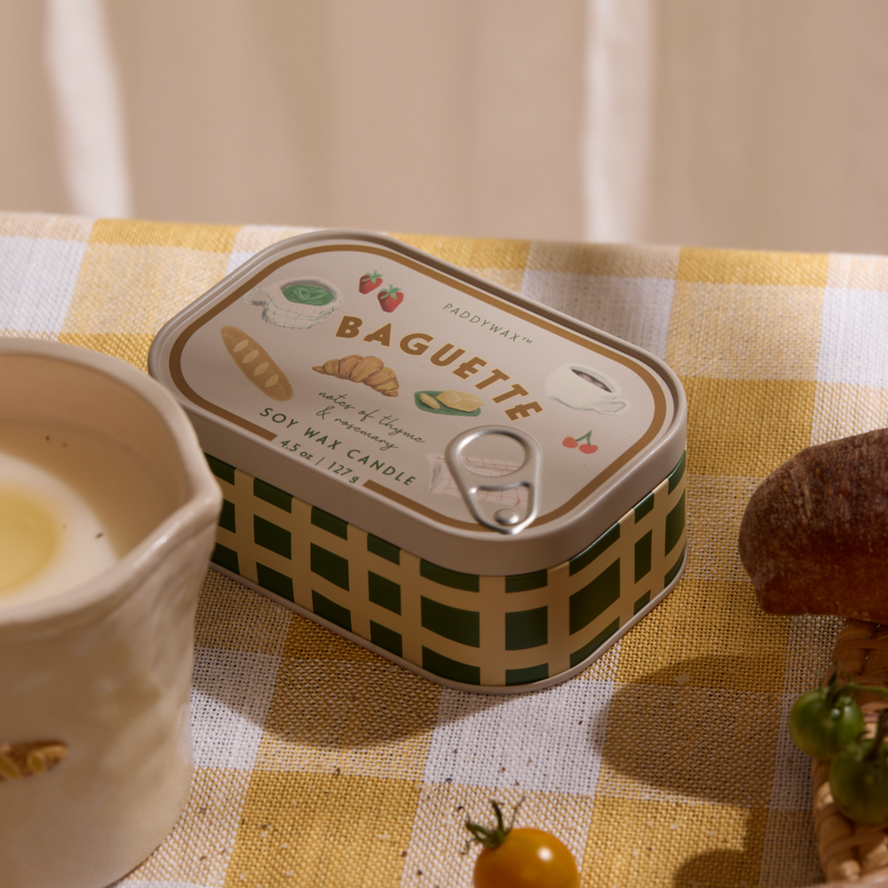 Paddywax Bistro French Baguette Tin Scented Candle, Rosemary Thyme