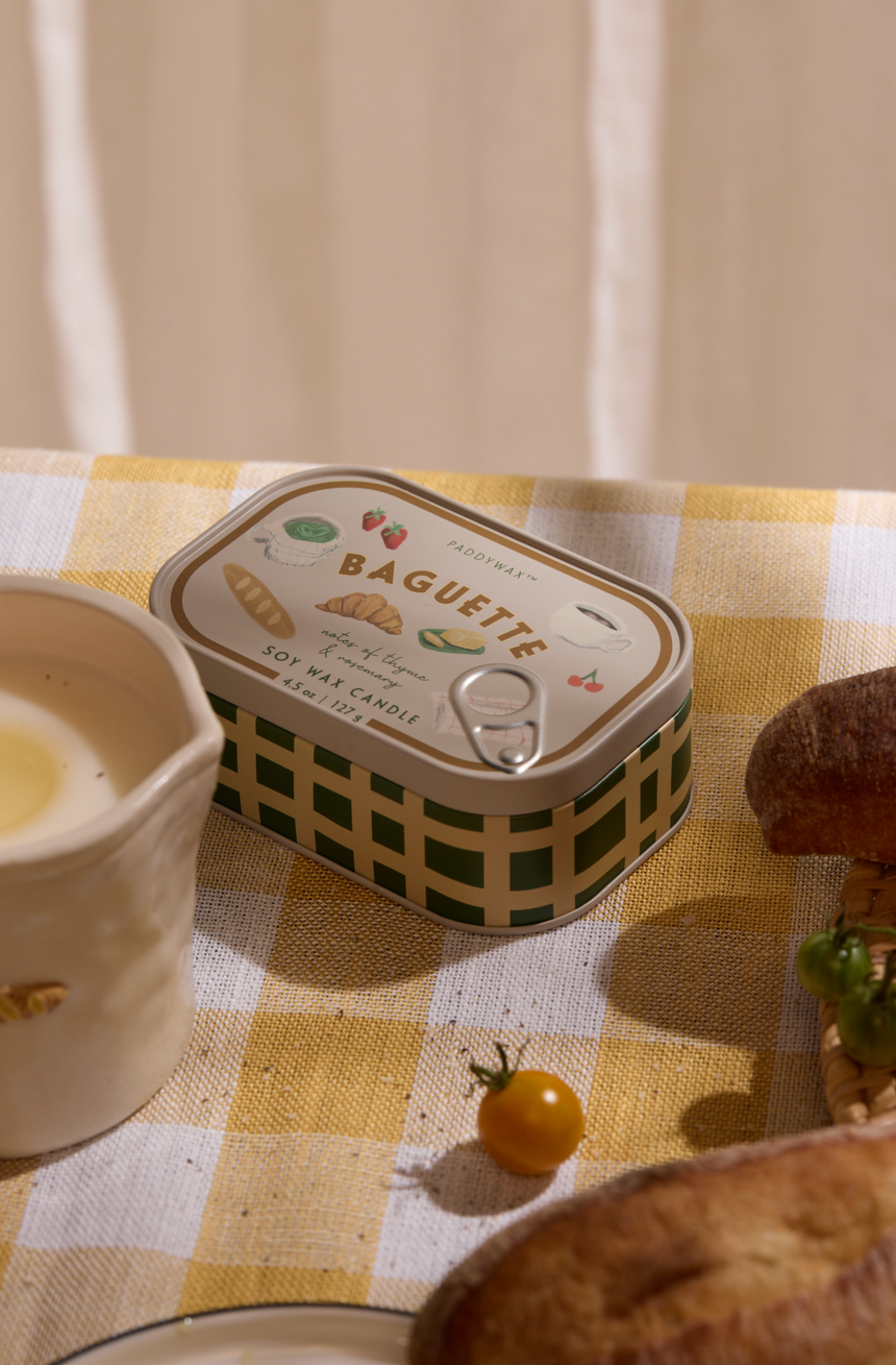 Paddywax Bistro French Baguette Tin Scented Candle, Rosemary Thyme