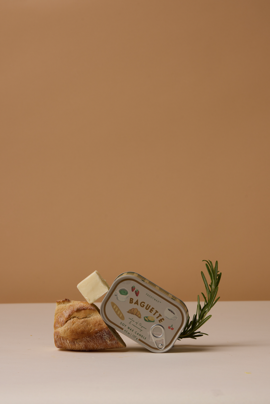 Paddywax Bistro French Baguette Tin Scented Candle, Rosemary Thyme
