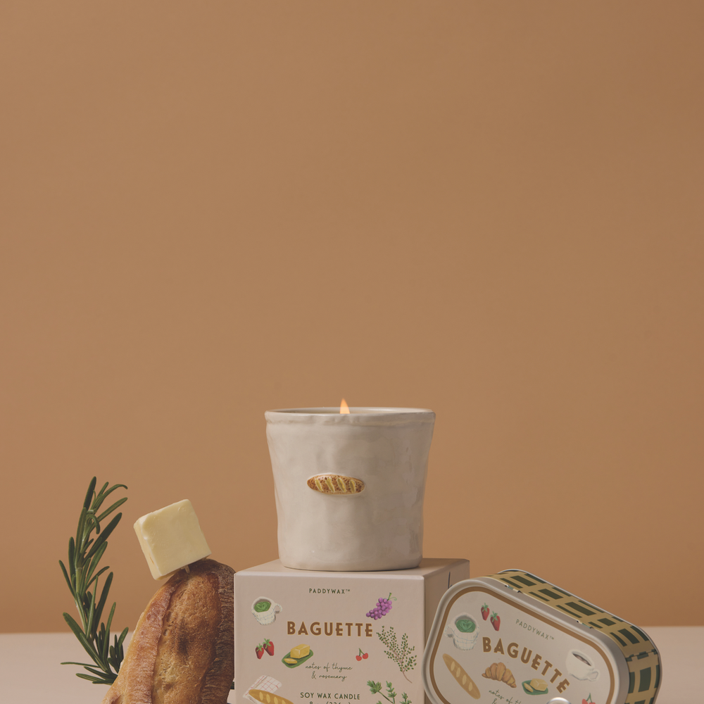 Paddywax Bistro French Baguette Tin Scented Candle, Rosemary Thyme