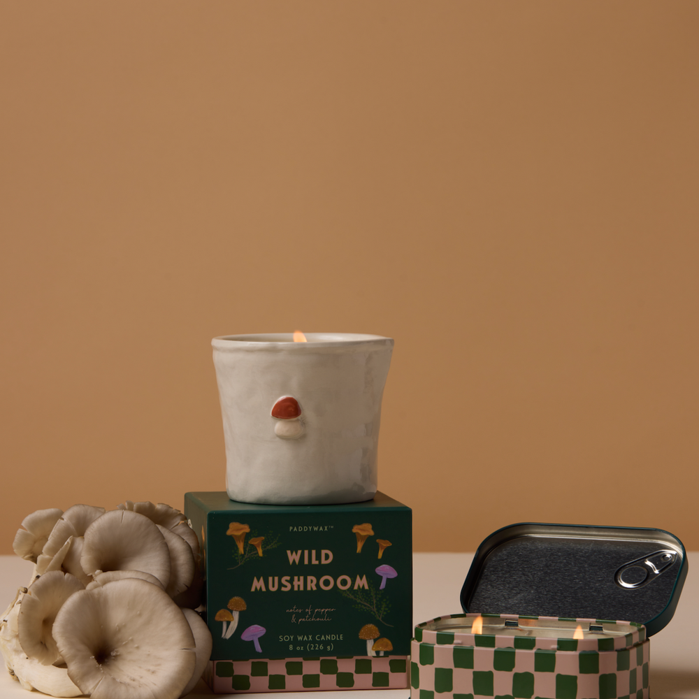Paddywax Bistro Wild Mushroom Tin Scented Candle, Pepper & Patchouli