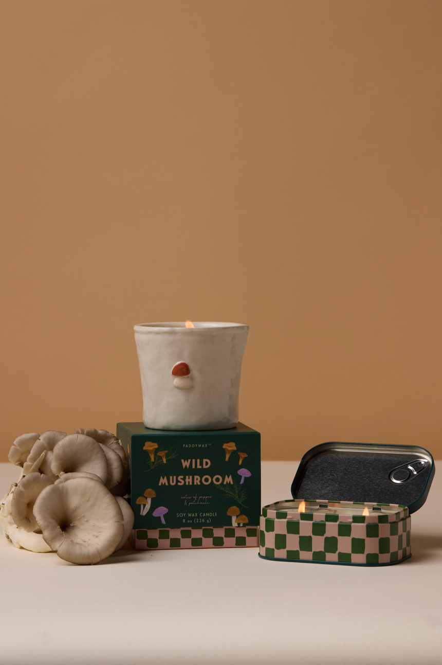 Paddywax Bistro Wild Mushroom Tin Scented Candle, Pepper & Patchouli