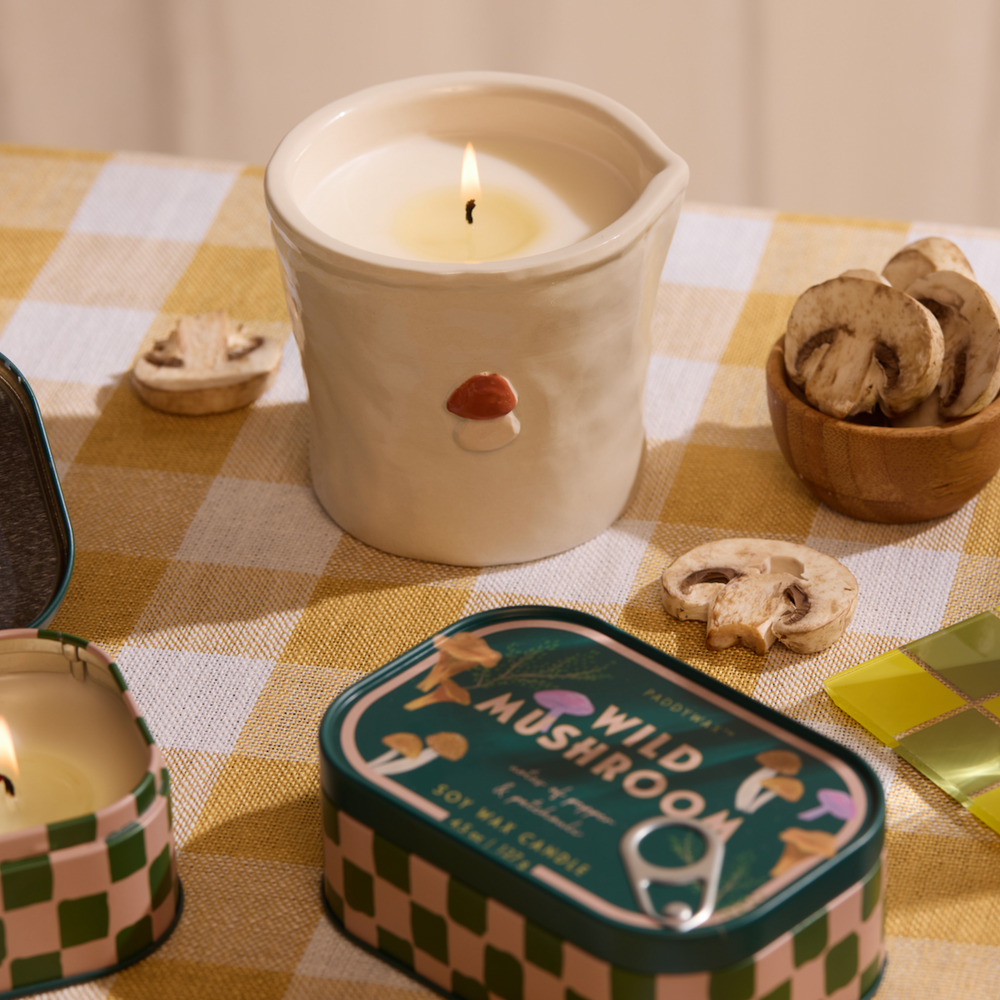 Paddywax Bistro Wild Mushroom Tin Scented Candle, Pepper & Patchouli