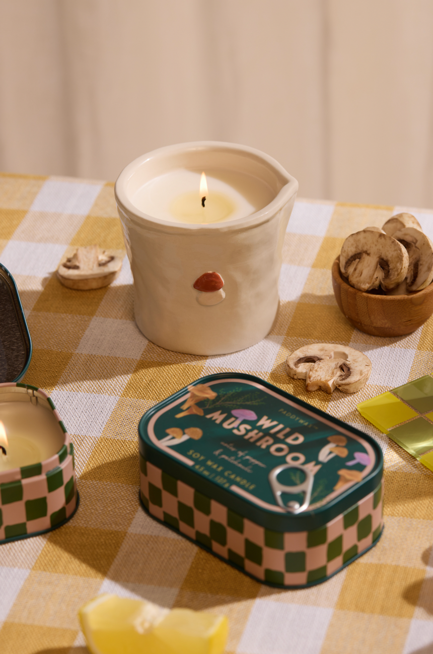 Paddywax Bistro Wild Mushroom Tin Scented Candle, Pepper & Patchouli