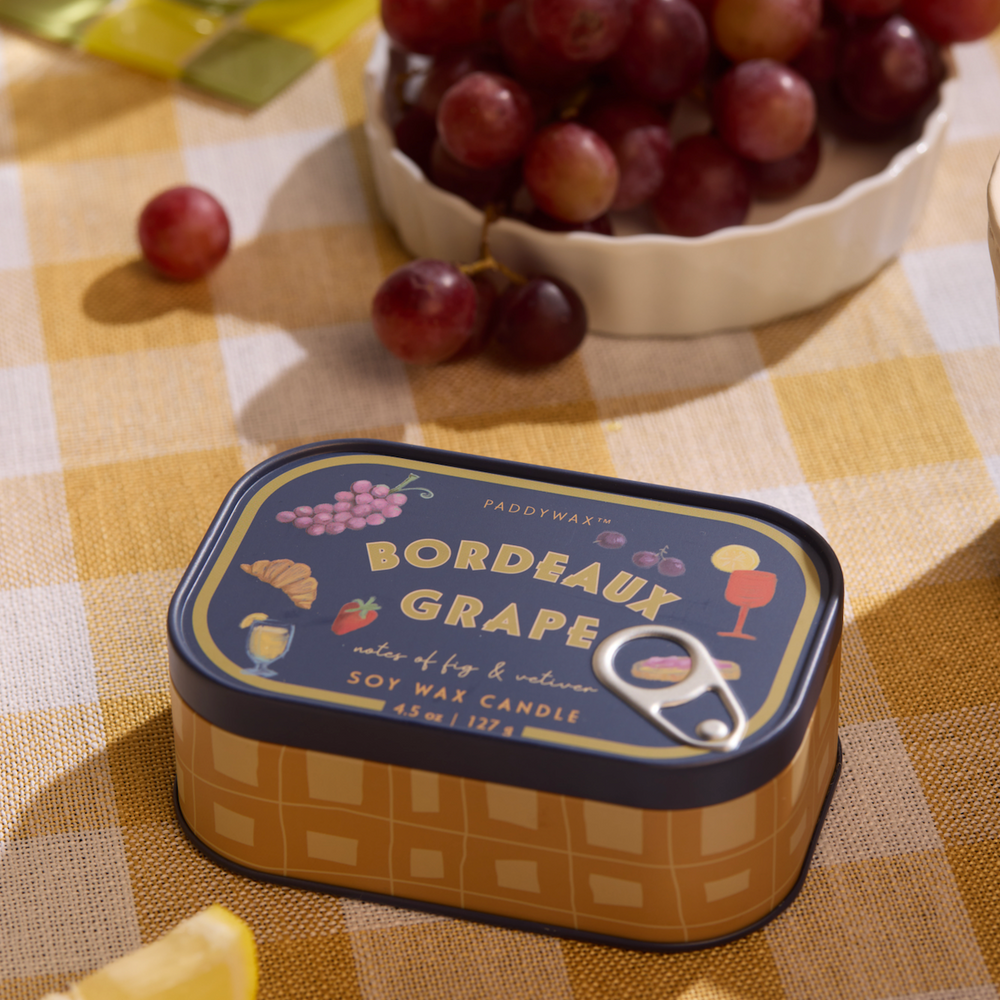Paddywax Bistro Bordeaux Grapes Tin Scented Candle, Fig & Vetiver