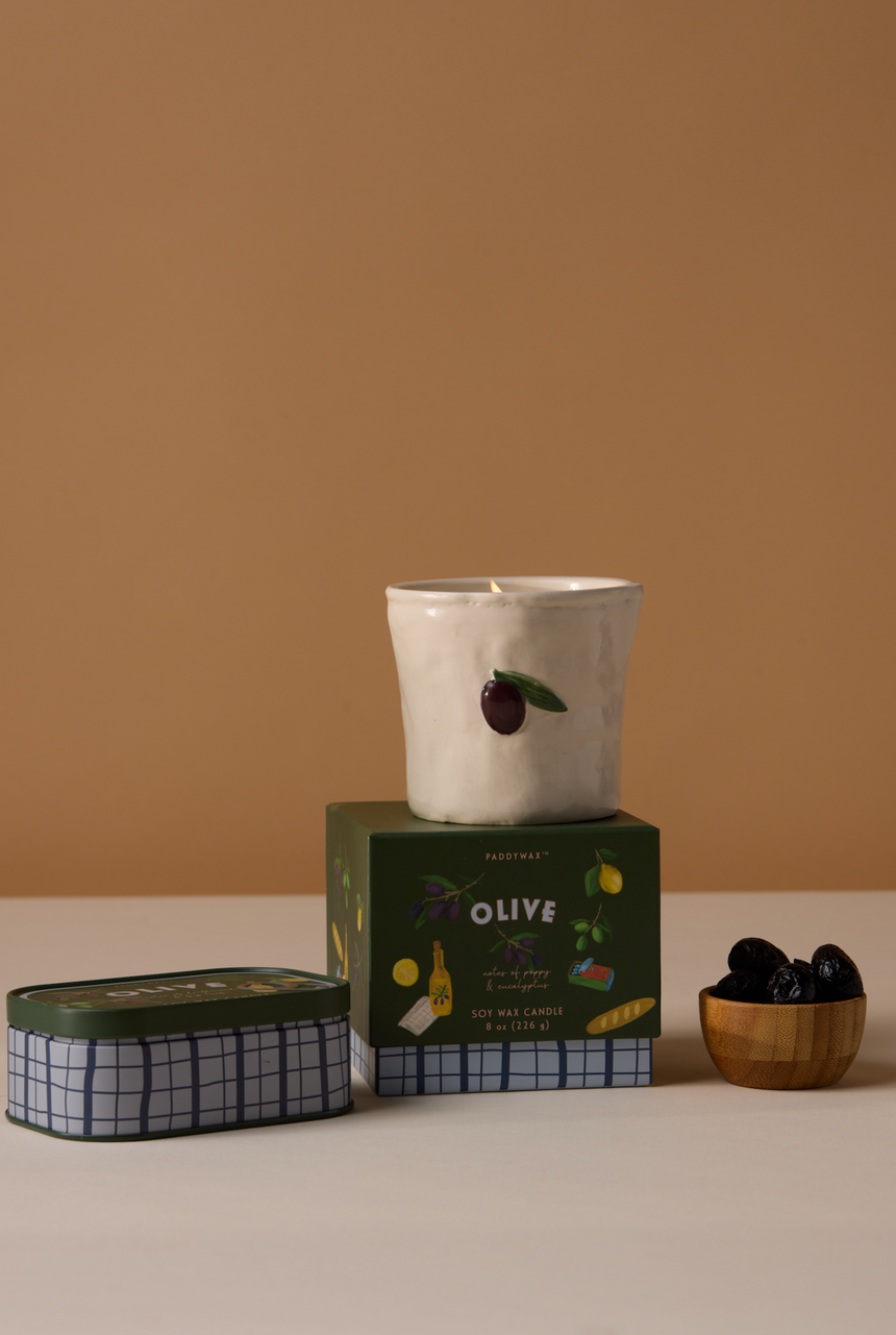 Paddywax Bistro Fig & Olive Tin Scented Candle, Driftwood & Fig Leaf