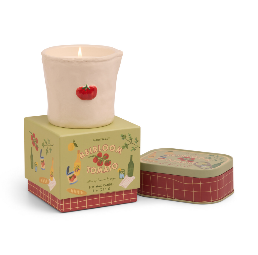 Paddywax Bistro Heirloom Tomatoes Ceramic Scented Candle, Lemon & Sage