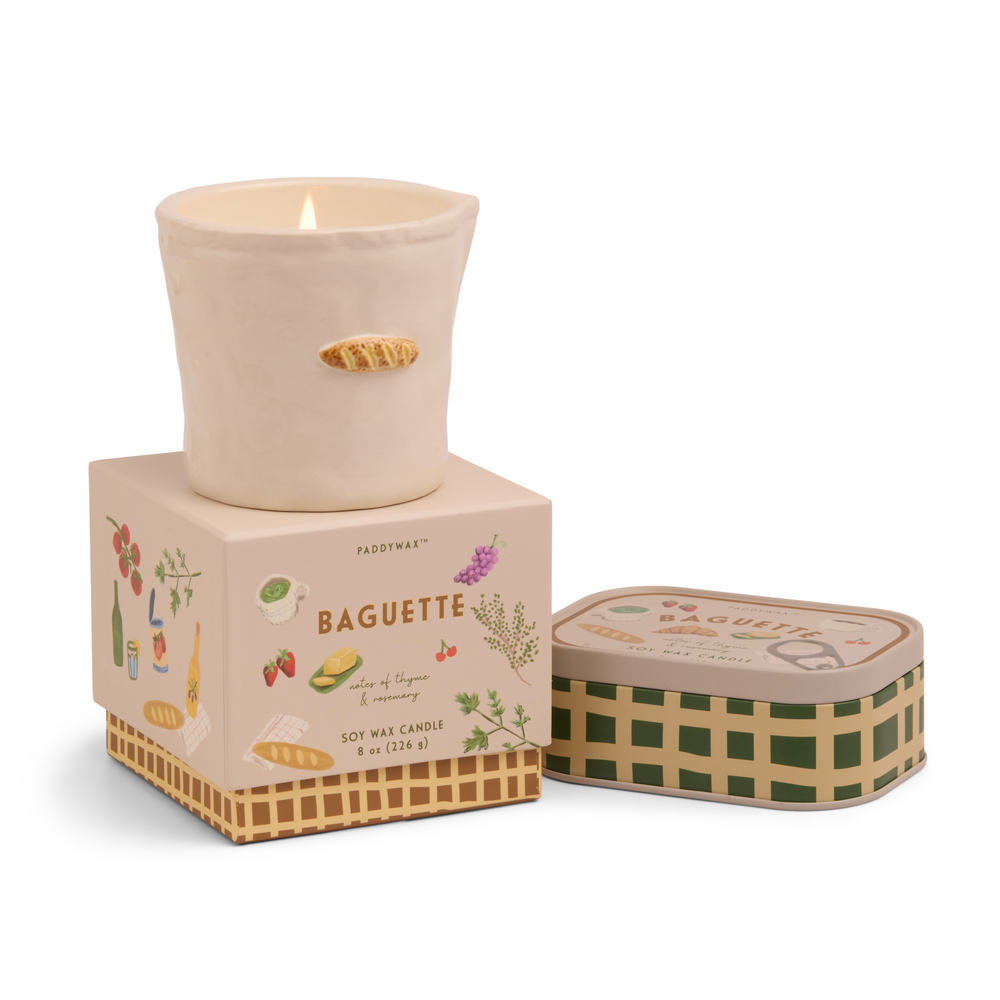Paddywax Bistro Baguette Ceramic Scented Candle, Rosemary & Thym