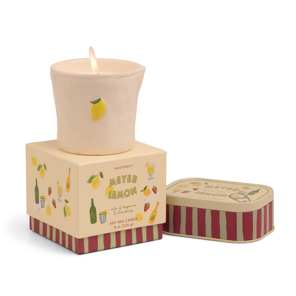 Paddywax Bistro Lemon Ceramic Scented Candle, Meyer Lemon