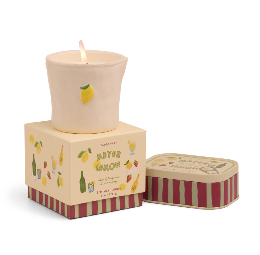 Paddywax Bistro Lemon Ceramic Scented Candle, Meyer Lemon