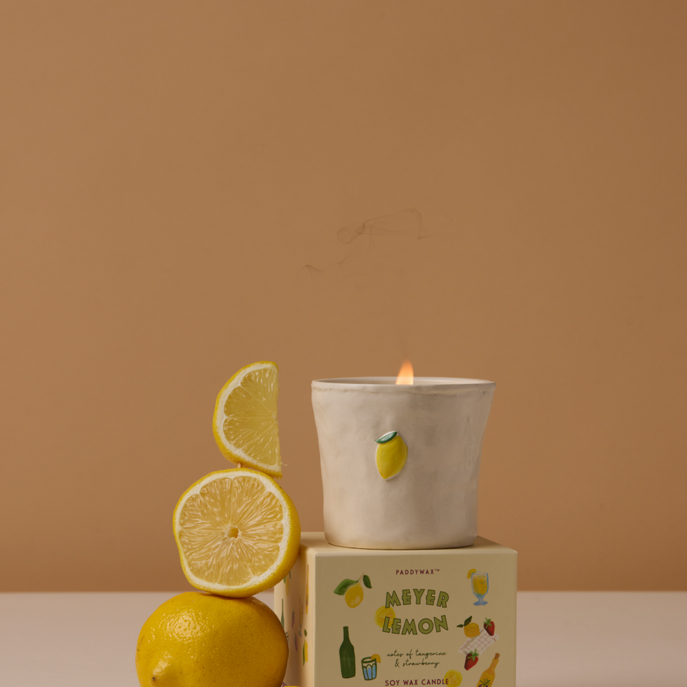Paddywax Bistro Lemon Ceramic Scented Candle, Meyer Lemon