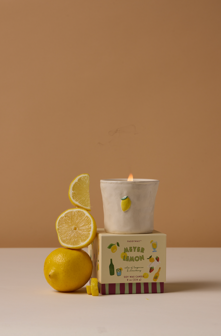 Paddywax Bistro Lemon Ceramic Scented Candle, Meyer Lemon