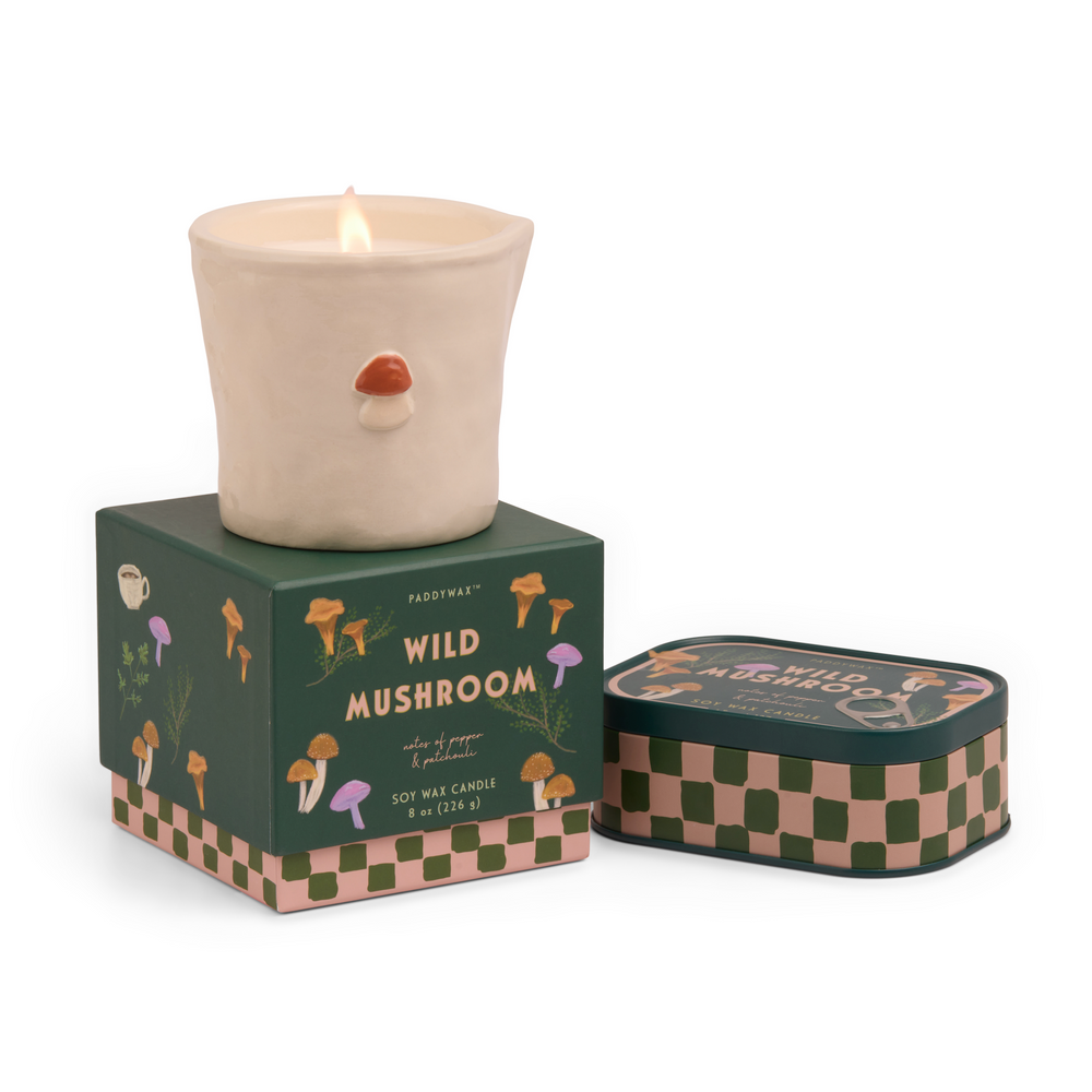 Paddywax Bistro Wild Mushroom Ceramic Scented Candle, Pepper & Patchouli