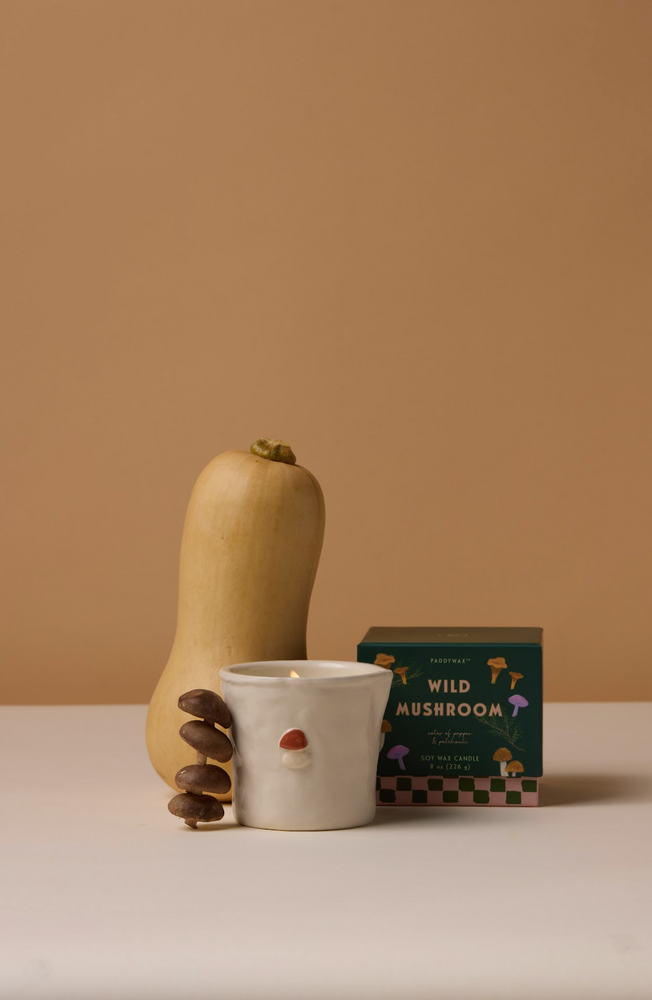 Paddywax Bistro Wild Mushroom Ceramic Scented Candle, Pepper & Patchouli