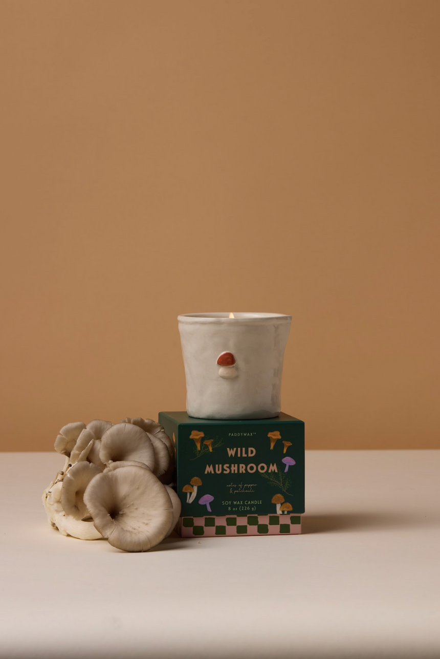 Paddywax Bistro Wild Mushroom Ceramic Scented Candle, Pepper & Patchouli